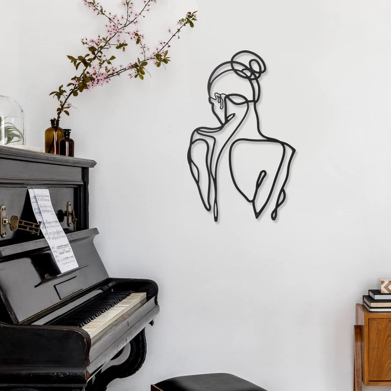 Photect 3 Pcs Metal Wall Art Decor Minimalist Abstract Woman Wall Art Metal Modern Line Drawing Decor Female Single Line Home Hanging for Bedroom Bathroom Living Room Christmas Housewarming(Modern) - Image 4